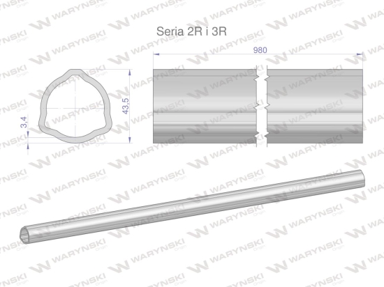 Rura zewnętrzna Seria 2R i 3R do wału 1110 przegubowo-teleskopowego 43.5x3.4 mm 985 mm WARYŃSKI