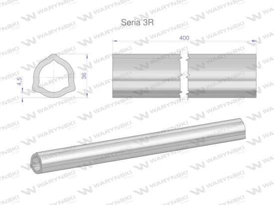 Rura wewnętrzna Seria 3R do wału 560 przegubowo-teleskopowego 36x4.5 mm 405 mm WARYŃSKI