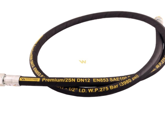 Przewód hydrauliczny 275 bar gwint M22x1.5 proste L-1800mm DN12-2SN (AA-13-1800; P11P11) 27.5MPa Waryński