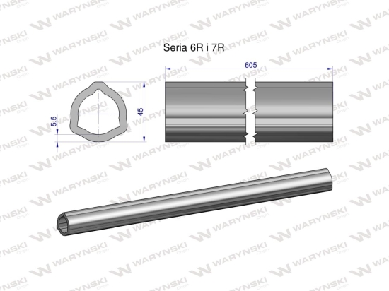 Rura wewnętrzna Seria 6R i 7R do wału 760 przegubowo-teleskopowego 45x5.5mm 605 mm WARYŃSKI