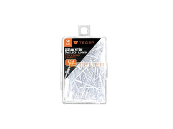 Zestaw nitów zrywalnych. aluminiowych (3.2x8mm) / 50 szt. / TEGER