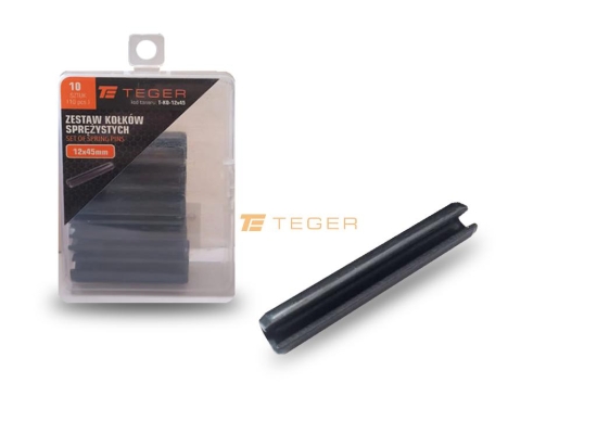 Zestaw kołków sprężystych 12x45 TEGER, (sprzedawane po 10)