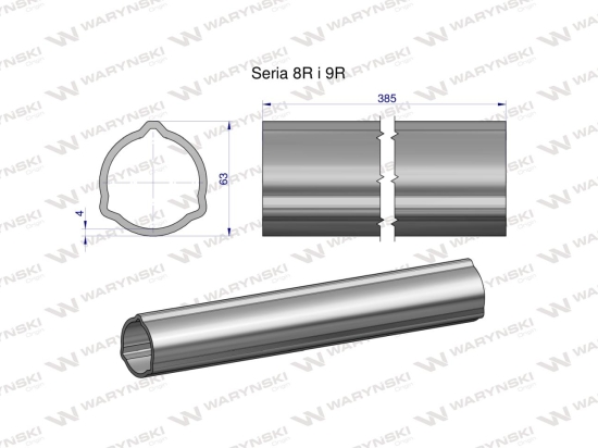 Rura zewnętrzna Seria 8R i 9R do wału 510 przegubowo-teleskopowego 63x4 mm 385 mm WARYŃSKI