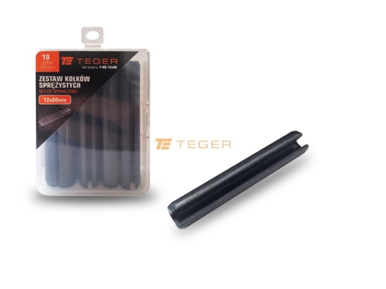 Zestaw kołków sprężystych 12x80 TEGER, (sprzedawane po 10)