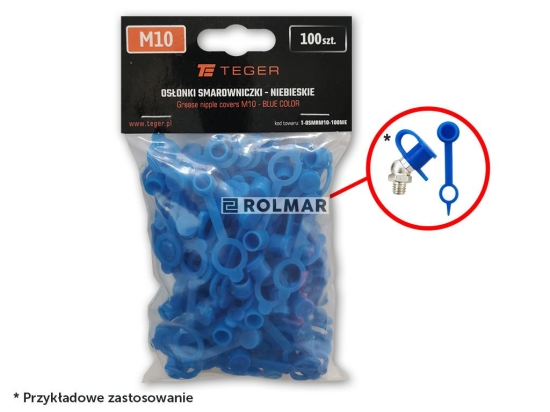 Zestaw osłonek smarowniczki M10 kolor niebieski TEGER (sprzedawane po 100szt.)