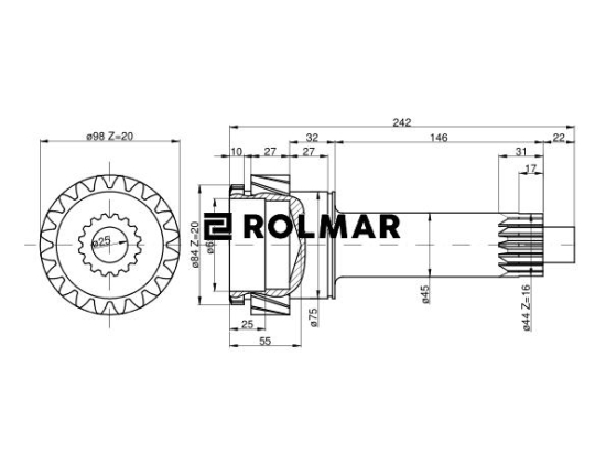 Wałek napędzający bez reduktora Z-20 84120508 C-385