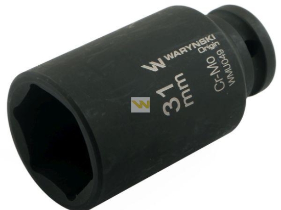 Nasadka udarowa sześciokątna długa 1/2". 31 mm. CrMo. DIN 3129. Waryński
