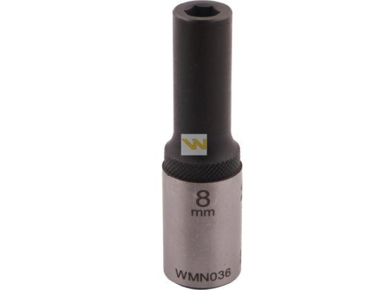 Nasadka sześciokątna 1/2". 8 mm. długa. CrV50BV30. DIN 3124. Waryński