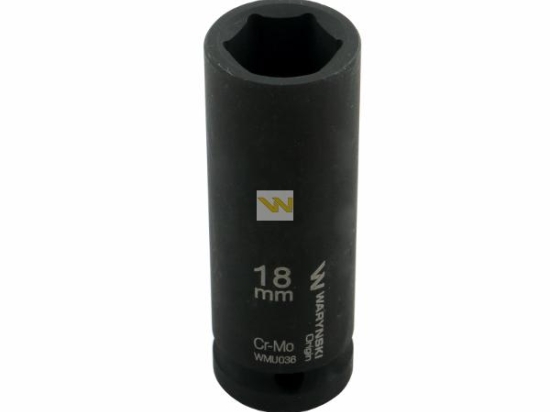 Nasadka udarowa sześciokątna długa 1/2". 18 mm. CrMo. DIN 3129. Waryński