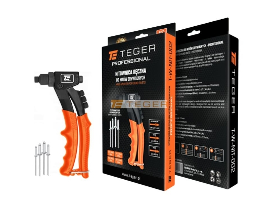Nitownica ręczna do nitów zrywalnych PROFESSIONAL 8.5"/215mm (do nitów stalowych i aluminiowych) / TEGER