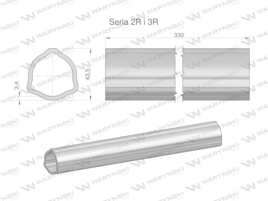 Rura zewnętrzna Seria 2R i 3R do wału 460 przegubowo-teleskopowego 43.5x3.4 mm 335 mm WARYŃSKI