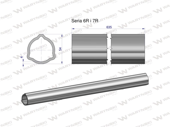 Rura zewnętrzna Seria 6R i 7R do wału 760 przegubowo-teleskopowego 54x4 mm 635 mm WARYŃSKI