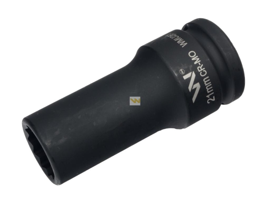 Nasadka udarowa 3/4" dwunastokątna ze stali CrMo 21mm bardzo długa D90 SLIM Waryński