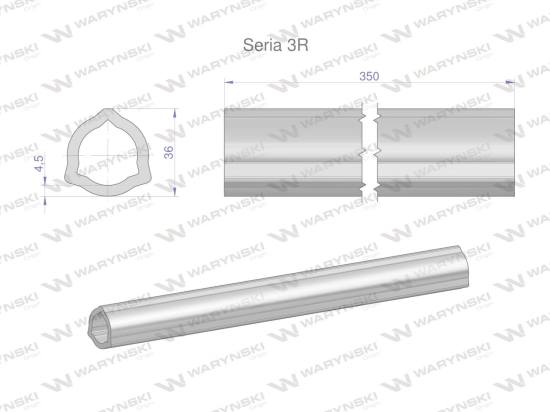Rura wewnętrzna Seria 3R do wału 510 przegubowo-teleskopowego 36x4.5 mm 355 mm WARYŃSKI