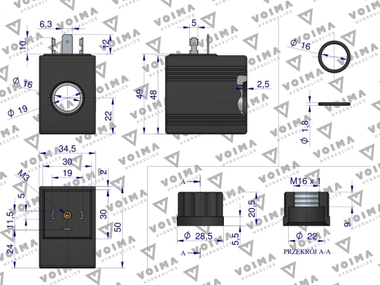 Cewka do rozdzielacza hydraulicznego 40L 12V VOIMA