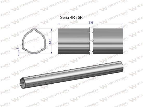 Rura zewnętrzna Seria 4R i 5R do wału 660 przegubowo-teleskopowego 51.5x3 mm 535 mm WARYŃSKI