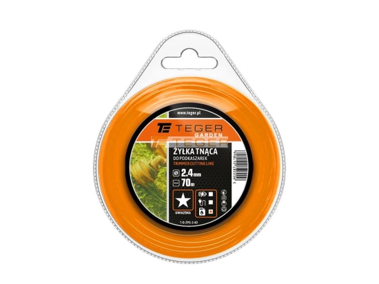 Żyłka tnąca do podkaszarek / Gwiazdka / 2.4 mm / 70 m / TEGER