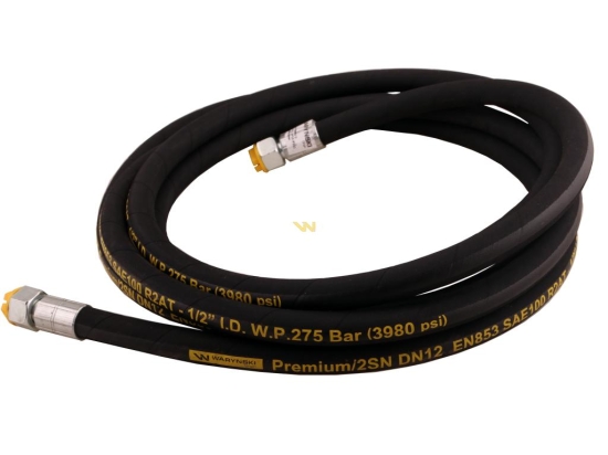 Przewód hydrauliczny 275 bar gwint M22x1.5 proste L-5000mm DN12-2SN (AA-13-5000; P11P11)  27.5MPa Waryński