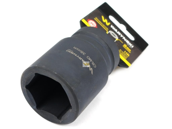 Nasadka udarowa sześciokątna 1"długa. 38 mm. CrMo. DIN 3129 Waryński