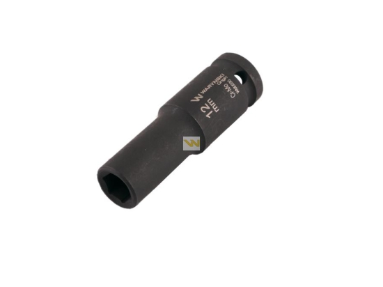 Nasadka udarowa sześciokątna długa 1/2". 12 mm. CrMo. DIN 3129. Waryński