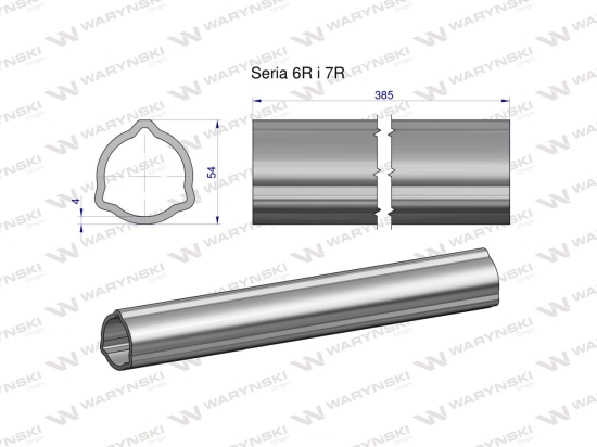 Rura zewnętrzna Seria 6R i 7R do wału 510 przegubowo-teleskopowego 54x4 mm 385 mm WARYŃSKI