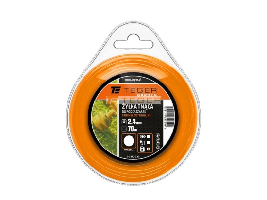 Żyłka tnąca do podkaszarek / Okrągła / 2.4 mm / 70 m / TEGER
