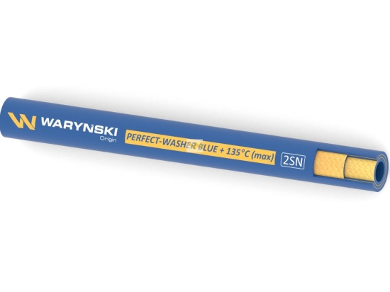 Wąż hydrauliczny do urządzeń myjących PERFECT-WASHER BLUE 135 stopni 2SN DN12 2-oplotowy 275 Bar Waryński (sprzedawany po 50m)