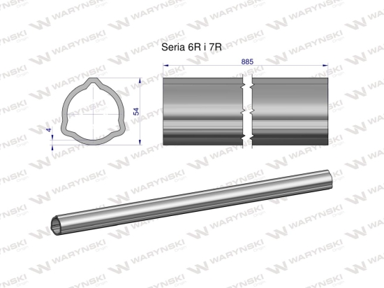 Rura zewnętrzna Seria 6R i 7R do wału 1010 przegubowo-teleskopowego 54x4 mm 885 mm WARYŃSKI