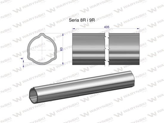 Rura zewnętrzna Seria 8R i 9R do wału 560 przegubowo-teleskopowego 63x4 mm 435 mm WARYŃSKI