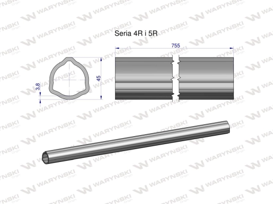 Rura wewnętrzna Seria 4R i 5R do wału 910 przegubowo-teleskopowego 45x3.8 mm 755 mm WARYŃSKI