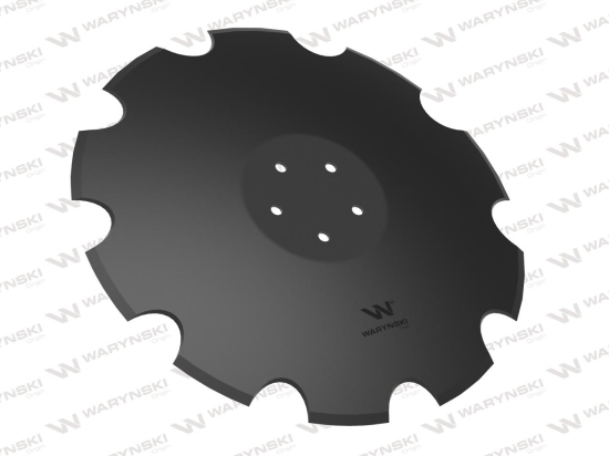 Talerz, uzębiony Z-10 fi 510 mocowanie 5/98 grubość 4 mm stal borowa prosta piasta, Waryński