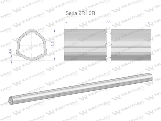 Rura zewnętrzna Seria 2R i 3R do wału 1010 przegubowo-teleskopowego 43.5x3.4 mm 885 mm WARYŃSKI