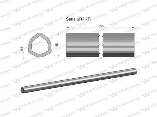 Rura wewnętrzna Seria 6R i 7R do wału 1110 przegubowo-teleskopowego 45x5.5mm 955 mm WARYŃSKI