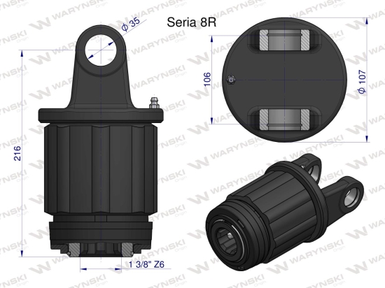 Sprzęgło zapadkowe wału Seria 8R 1000 Nm - 1 3/8 Z6 WARYŃSKI