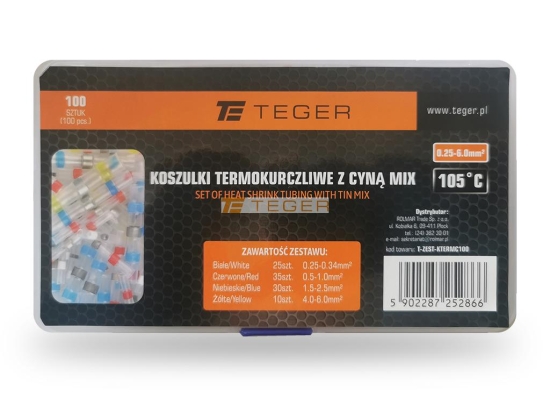 Zestaw koszulek termokurczliwych z cyną MIX 100 szt. TEGER