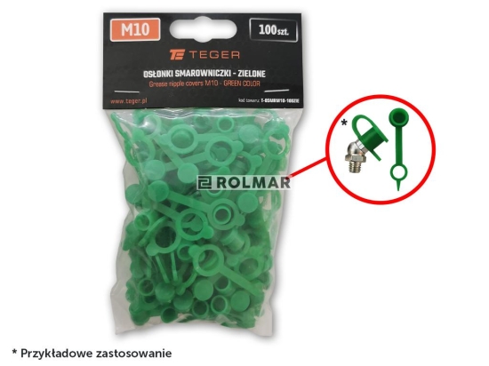 Zestaw osłonek smarowniczki M10 kolor zielony TEGER (sprzedawane po 100szt.)