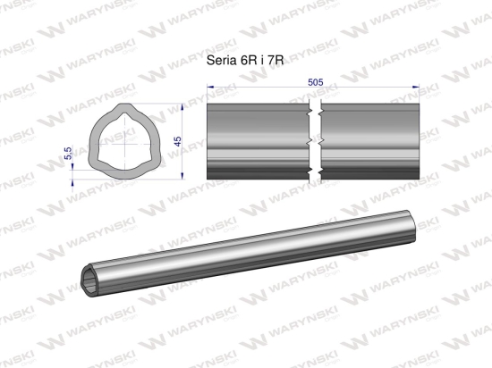 Rura wewnętrzna Seria 6R i 7R do wału 660 przegubowo-teleskopowego 45x5.5mm 505 mm WARYŃSKI