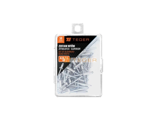Zestaw nitów zrywalnych. aluminiowych (4.0x16mm) / 50 szt. / TEGER