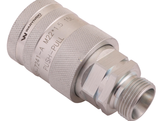 Szybkozłącze hydrauliczne gniazdo z eliminatorem ciśnienia M22x1.5 gwint zew. EURO PUSH-PULL (9100822G) (ISO 7241-A) Waryński