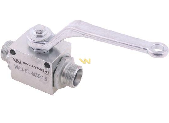 Zawór kulowy hydrauliczny 2-drogowy 2/2 M22x1.5 15L z otworami mocującymi 500 bar Waryński
