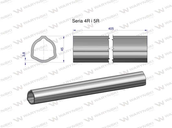 Rura wewnętrzna Seria 4R i 5R do wału 560 przegubowo-teleskopowego 45x3.8 mm 405 mm WARYŃSKI
