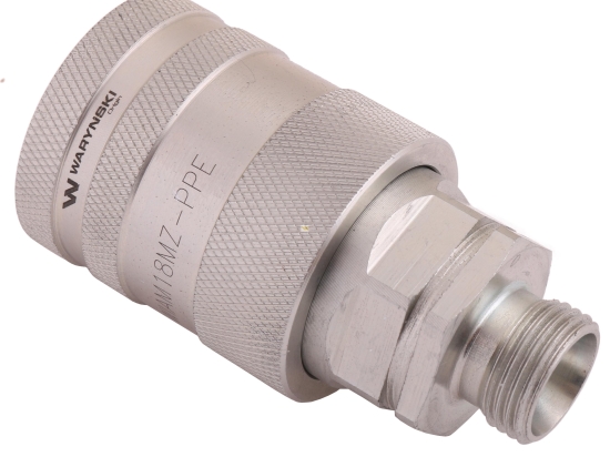 Szybkozłącze hydrauliczne gniazdo z eliminatorem ciśnienia M18x1.5 gwint zew. EURO PUSH-PULL (9100818G) (ISO 7241-A) Waryński