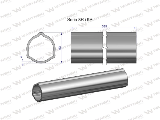 Rura zewnętrzna Seria 8R i 9R do wału 460 przegubowo-teleskopowego 63x4 mm 335 mm WARYŃSKI