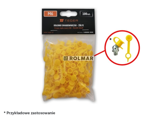 Zestaw osłonek smarowniczki M6 kolor żółty TEGER (sprzedawane po 100szt.)