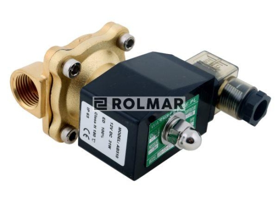 Elektrozawór 2N15 1/2" 12V DC NC (normalnie zamknięty) EPDM komplet z cewką i wtykiem