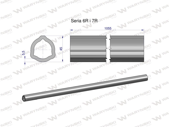 Rura wewnętrzna Seria 6R i 7R do wału 1210 przegubowo-teleskopowego 45x5.5mm 1055 mm WARYŃSKI