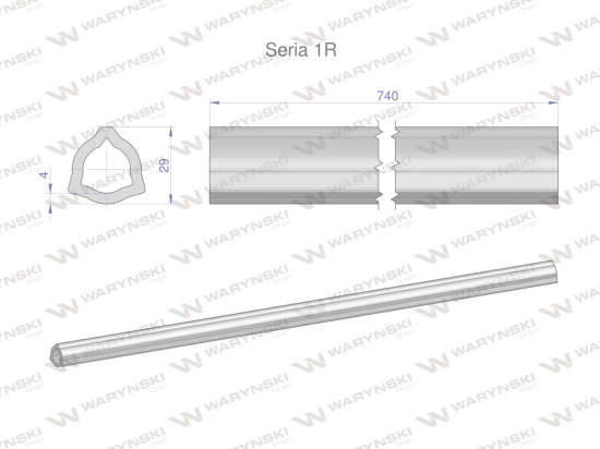 Rura wewnętrzna Seria 1R do wału 860 przegubowo-teleskopowego 29x4 mm 740 mm WARYŃSKI
