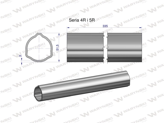 Rura zewnętrzna Seria 4R i 5R do wału 460 przegubowo-teleskopowego 51.5x3 mm 335 mm WARYŃSKI