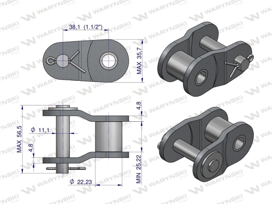 Półogniwo łańcucha wzmocnione P24A-1 ANSI A 120 (R1 1.1/2) Waryński ( sprzedawane po 2 )