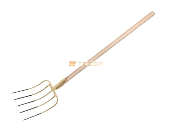 Widły gospodarcze 5-zębne na drewnianym trzonku, (dł. 1500 mm), kute, Teger